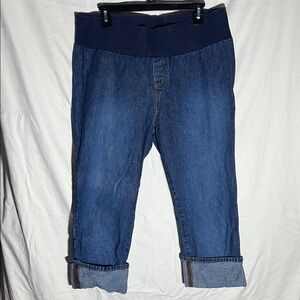Women's Maternity Blue Jeans Capri